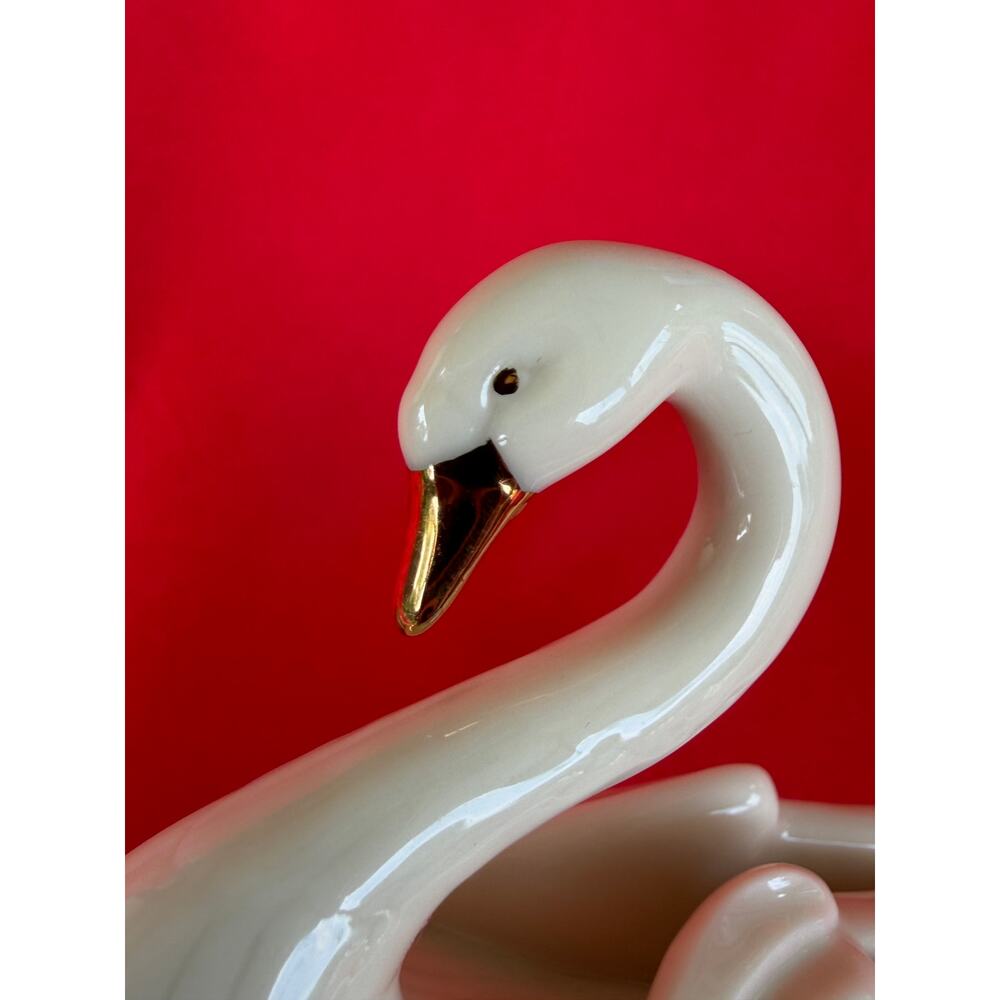 Vintage Lenox Porcelain Swan Place Card Holder Coquette Aesthetic 24K Gold Trim